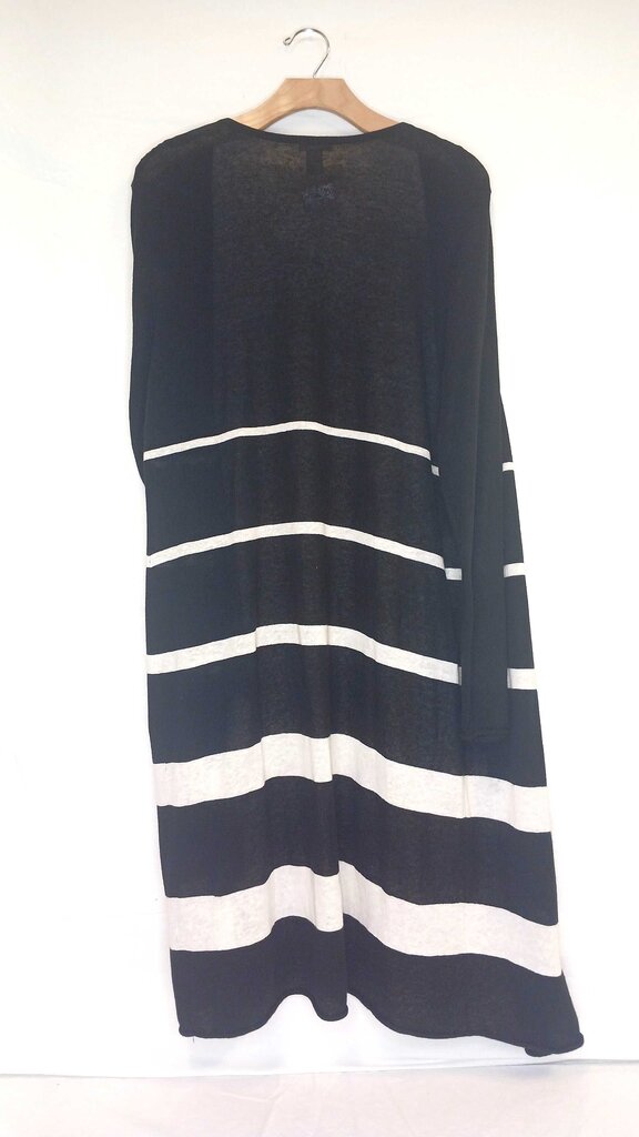 Chicos Linen Striped Open Cardigan