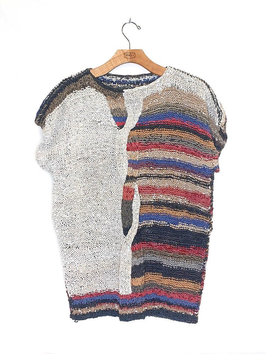 All Brand Cable Knit Leather Top