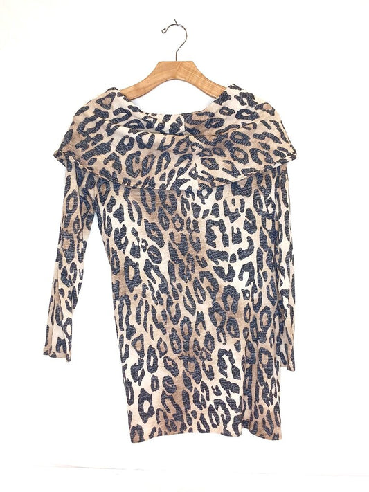 Cheetah Print Slouch Shoulder Sweater