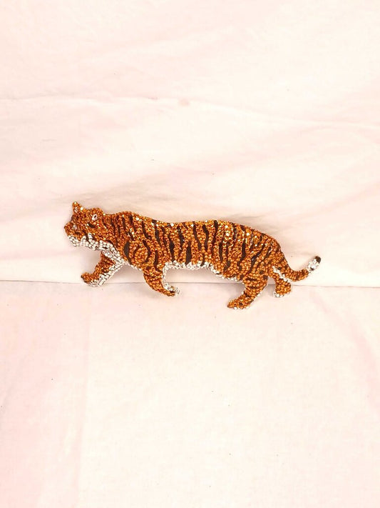 K. Baumann Laloon Stalking Tiger Rhinestone Belt Buckle HTF Swarovski Crystal