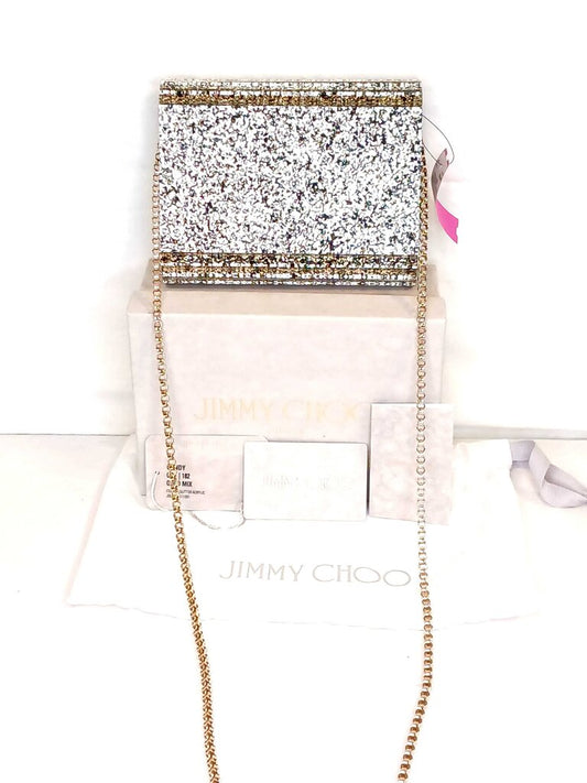 Glitter Acrylic Clutch With Chain Strap