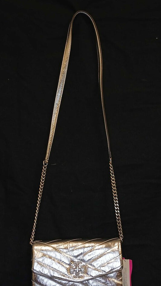 Tory Burch Kira Chevron Metallic Pave Logo Chain Wallet