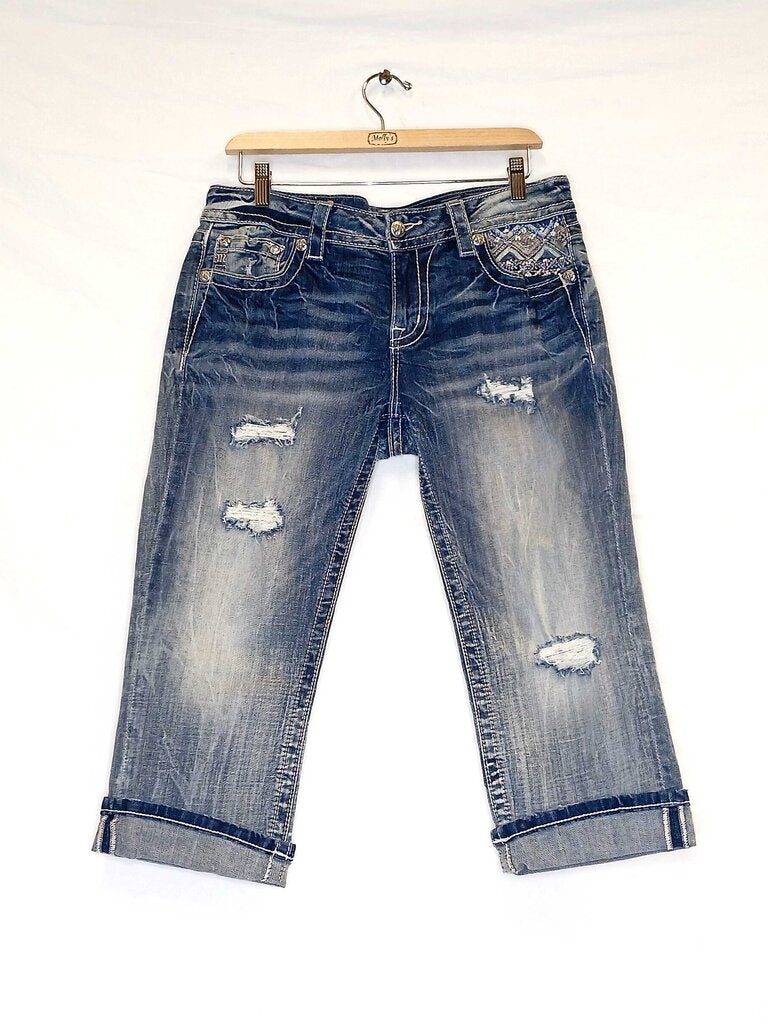 Miss Me Signature Cuffed Capri Beaded Jeans