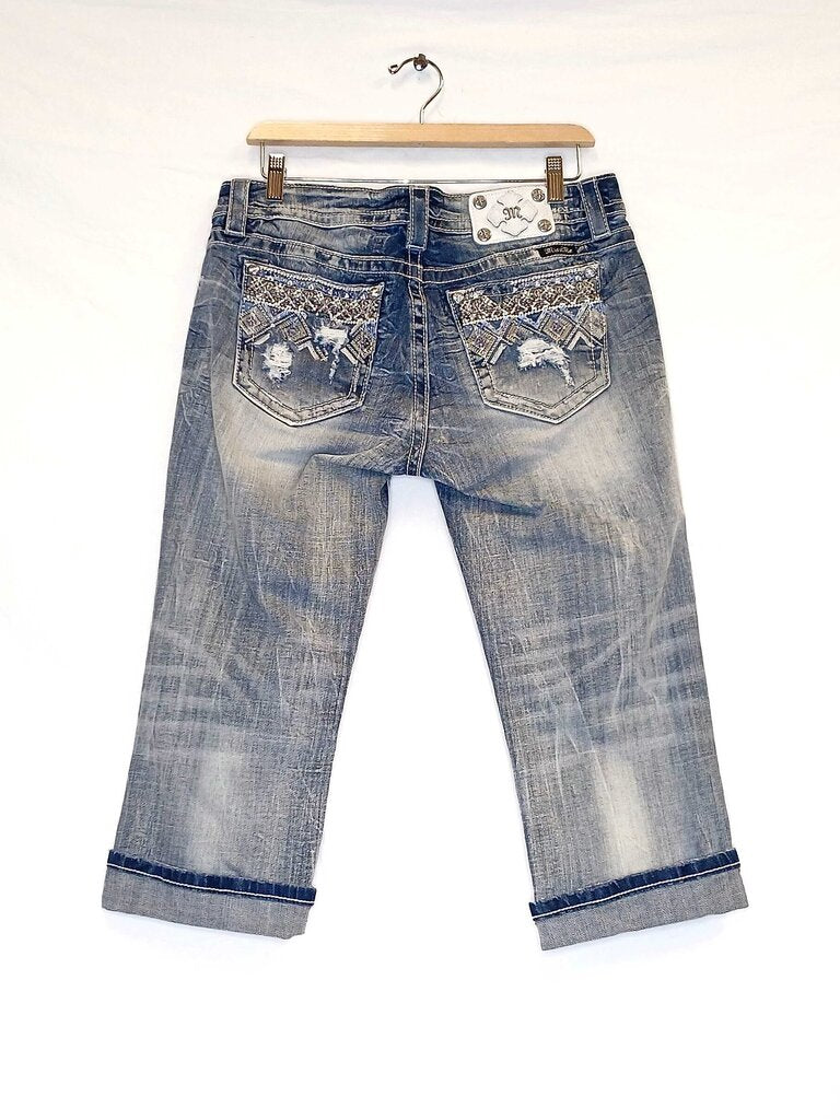 Miss Me Signature Cuffed Capri Beaded Jeans