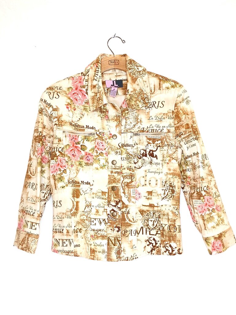 New York Patterned Rhinestone Jacket