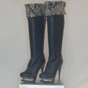 Francheska, Knee High Snake Trim Boots