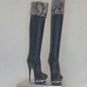 Francheska, Knee High Snake Trim Boots