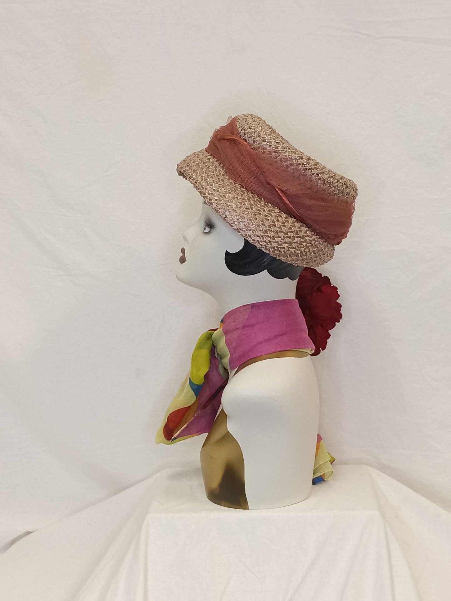 Vintage Straw Cloche Hat
