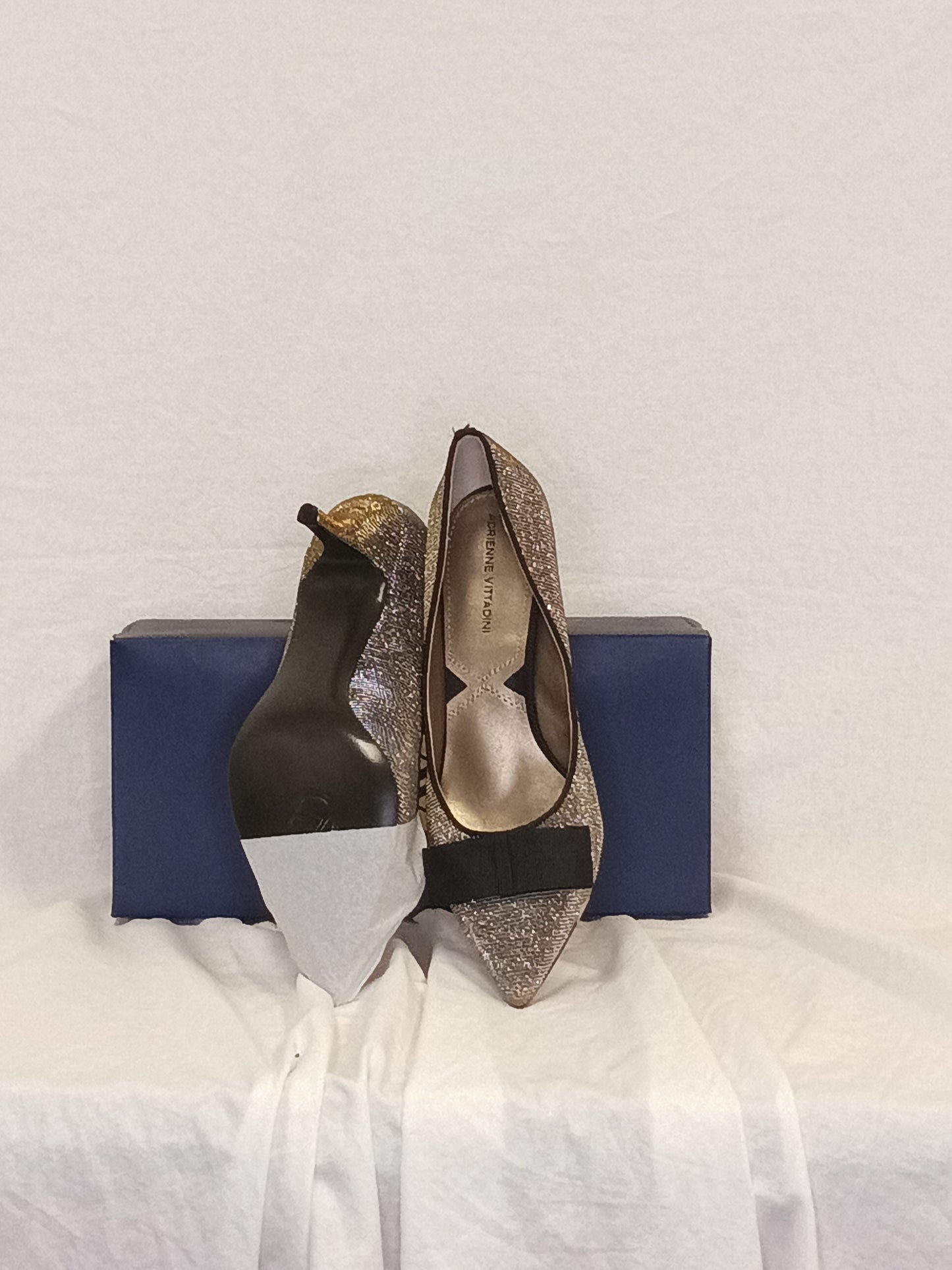 Adrienne Vittadini Irides Metal Mesh Heels New In Box