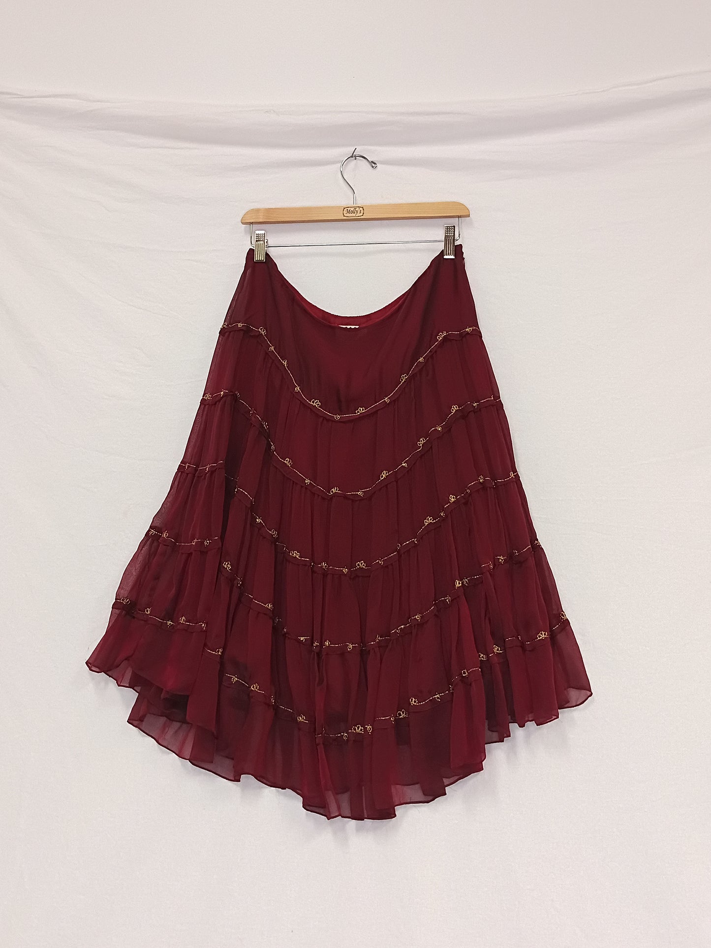Ixe Silk Beaded Maxi Skirt