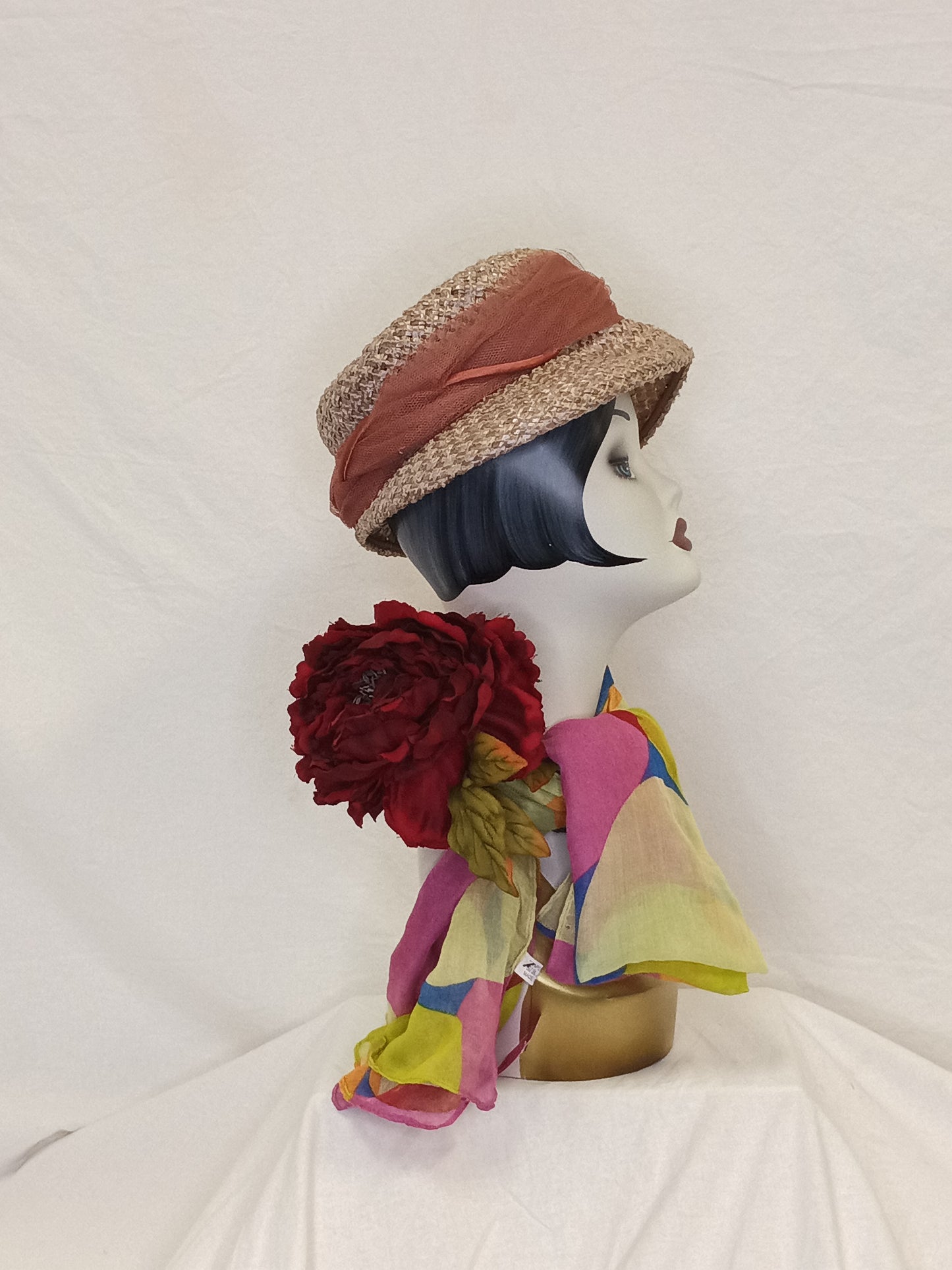 Vintage Straw Cloche Hat