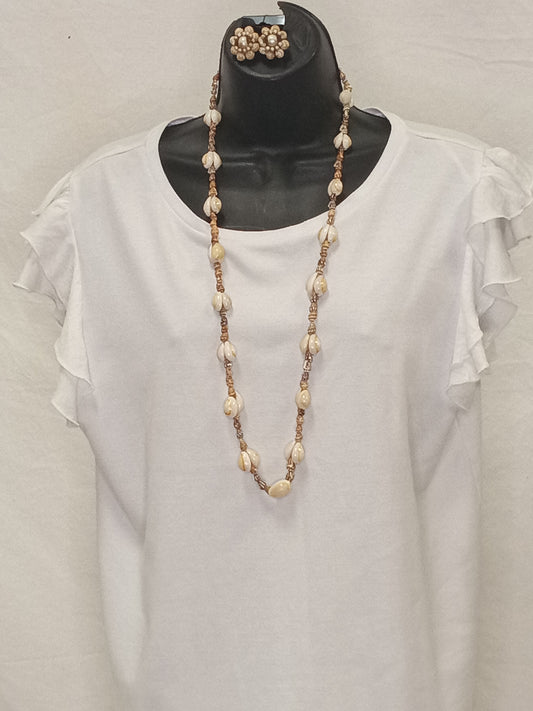 Vintage  Shell Necklace & Earrings Set