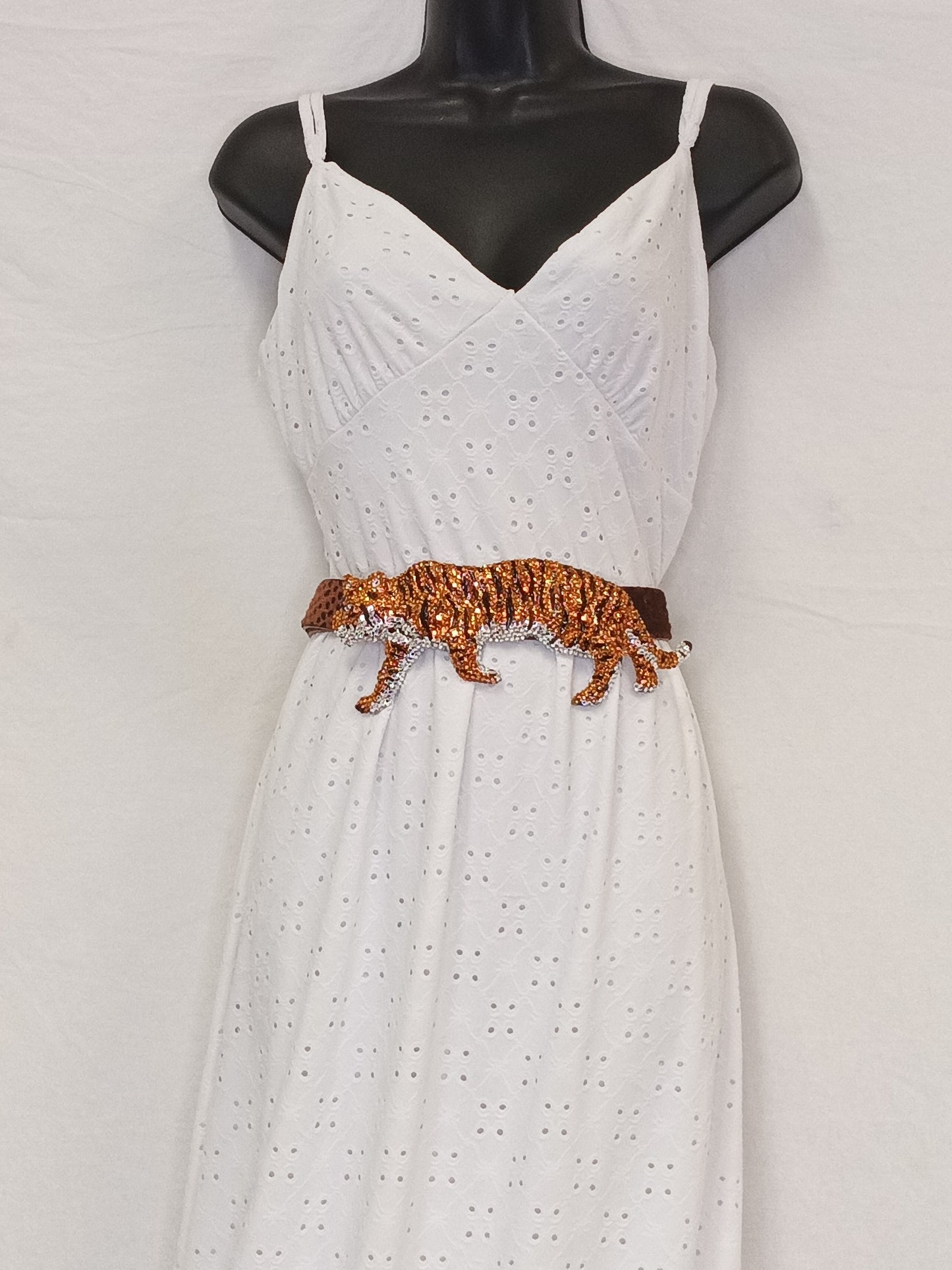 K. Baumann, Laloon Stalking Tiger Rhinestone Belt Buckle HTF Swarovski Crystal