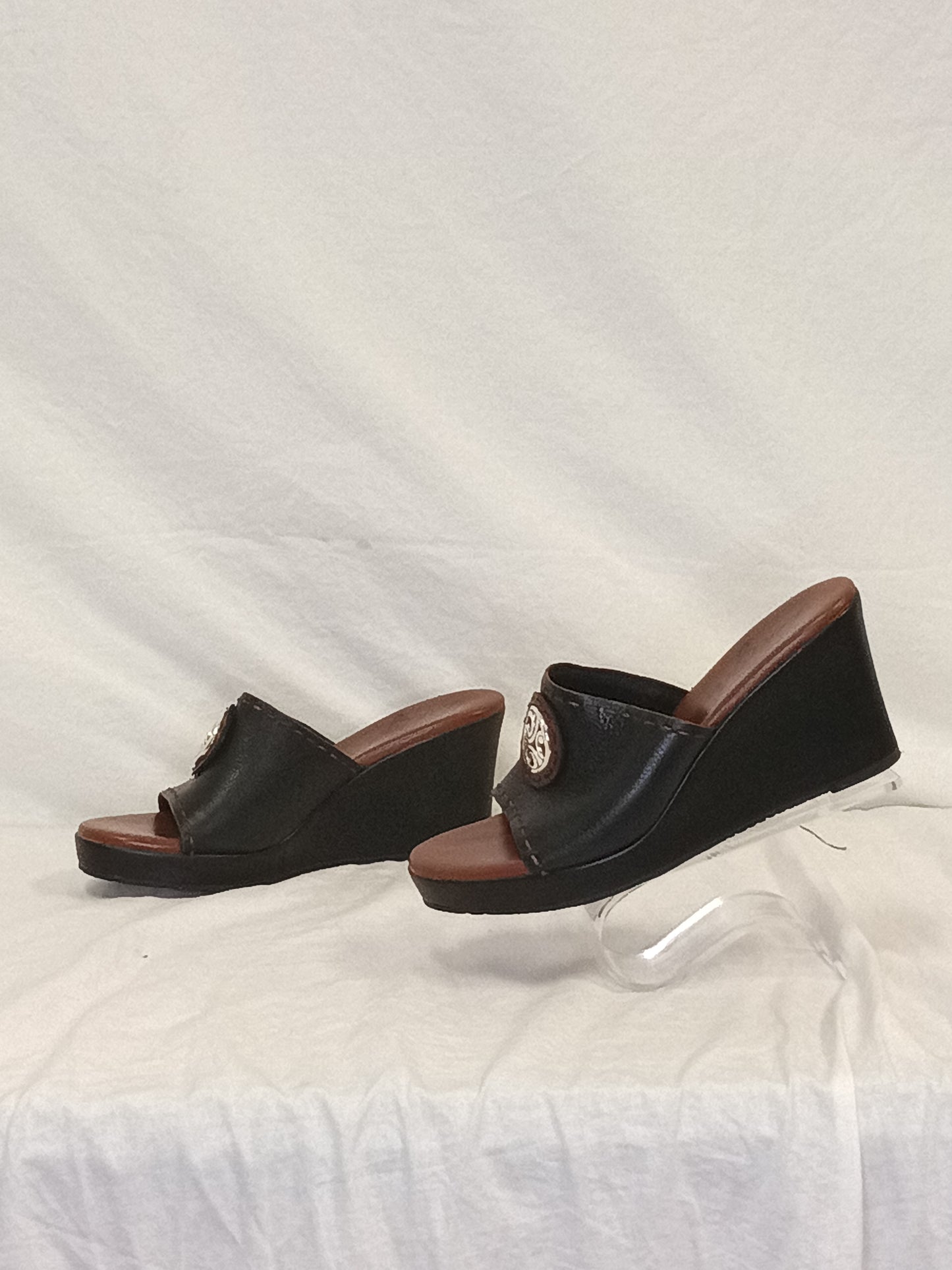 Brighton Wedge Medallion Leather Heels