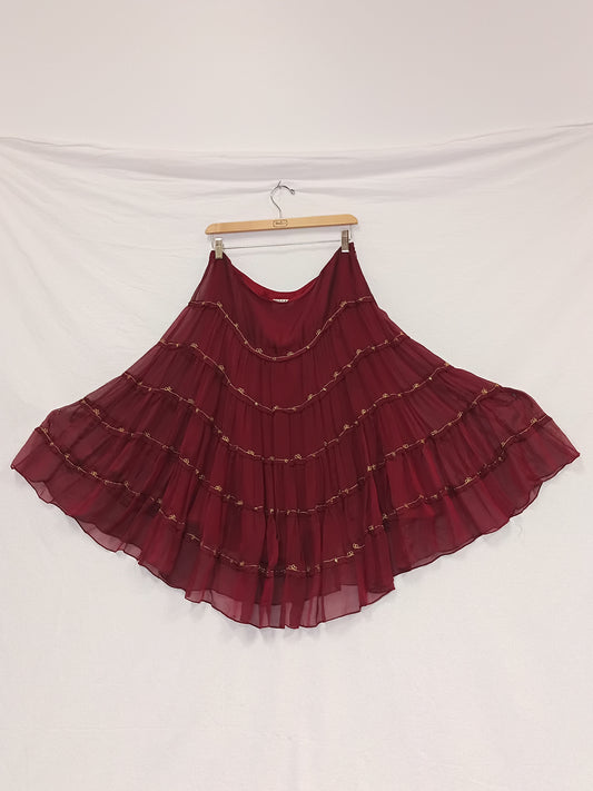 Ixe Silk Beaded Maxi Skirt