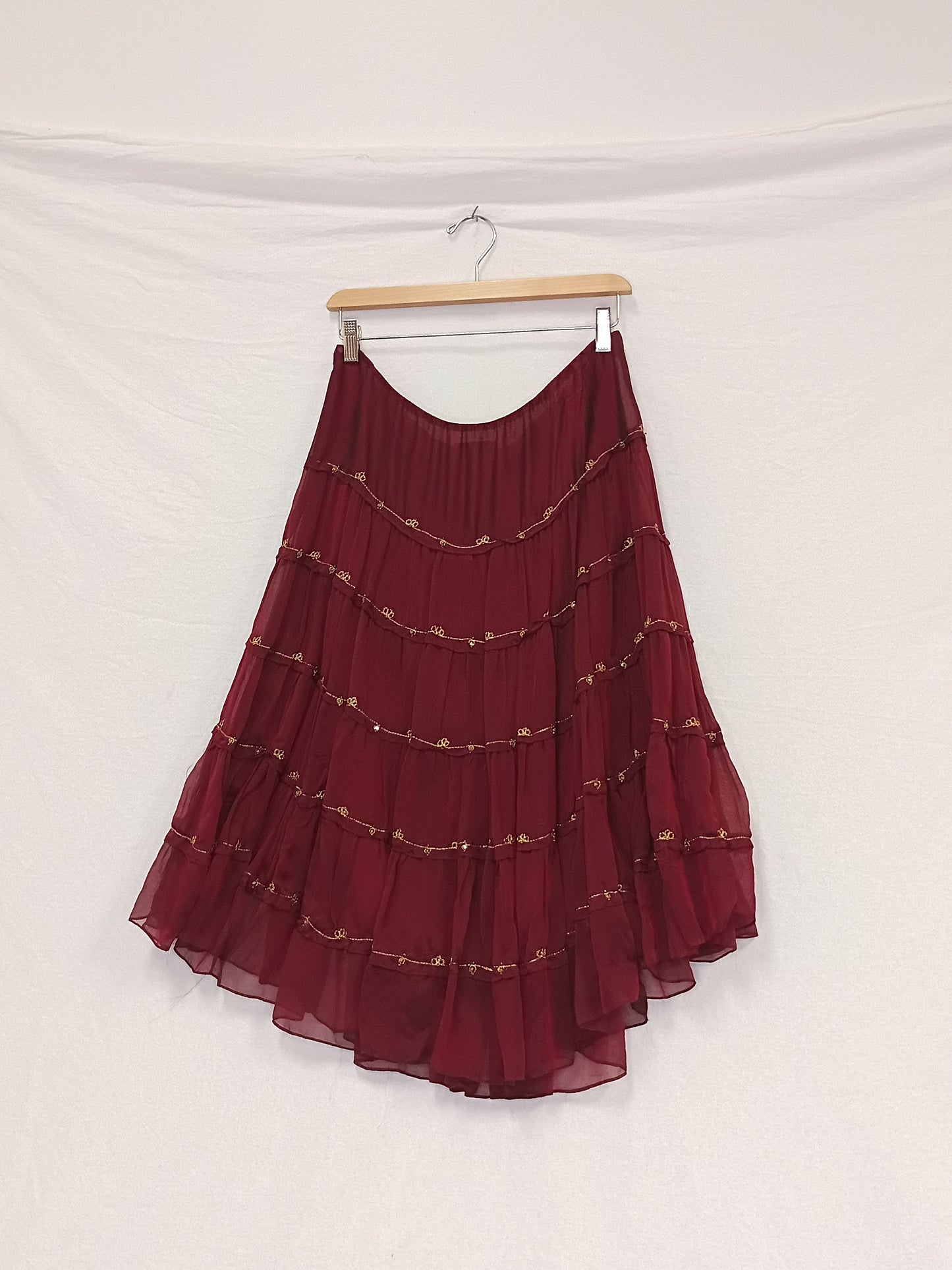 Ixe Silk Beaded Maxi Skirt