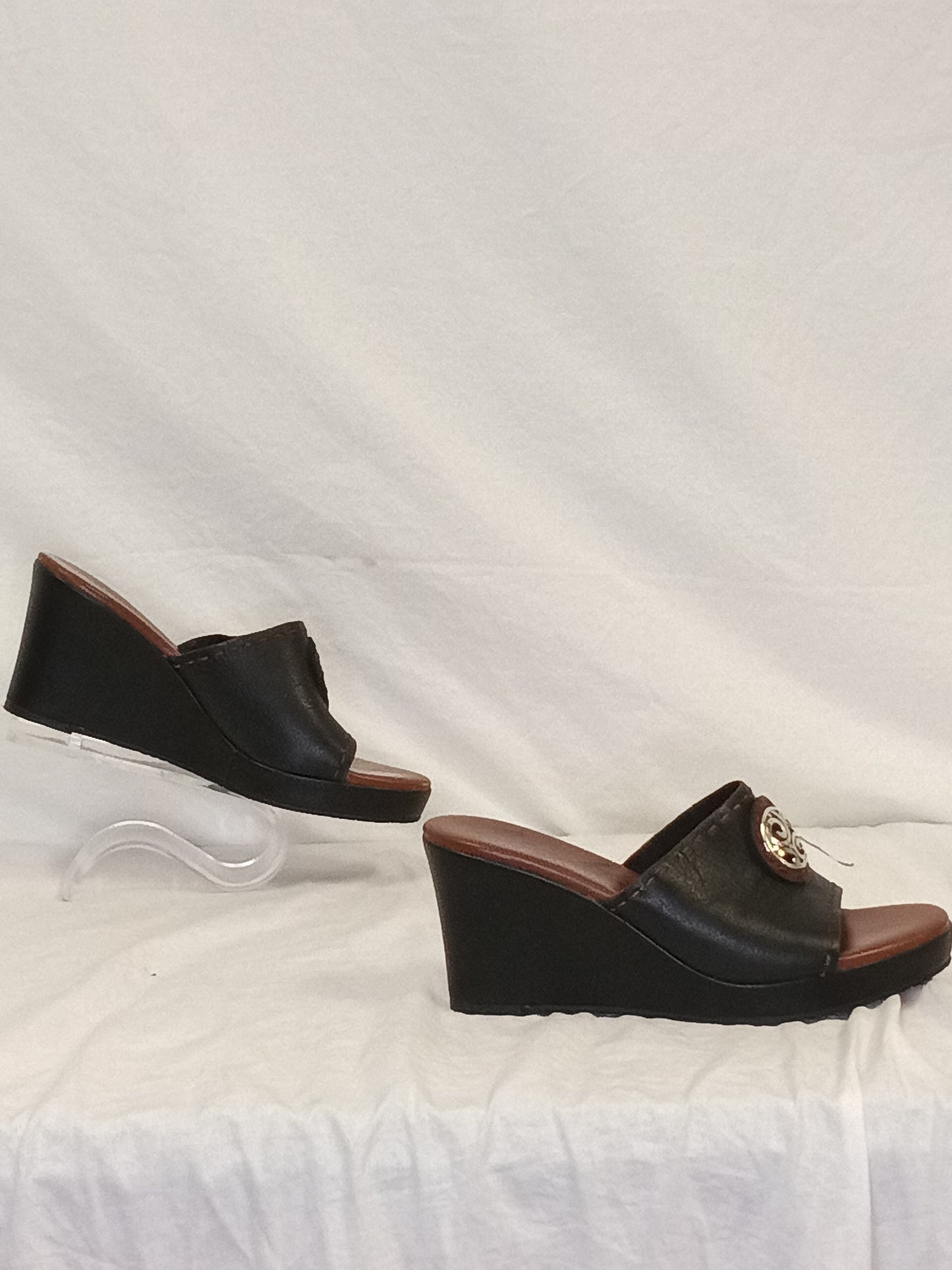 Brighton Wedge Medallion Leather Heels
